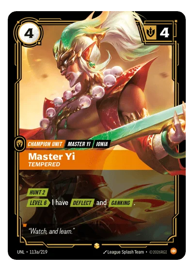 Master Yi, Tempered UNL-113a Riftbound TCG
