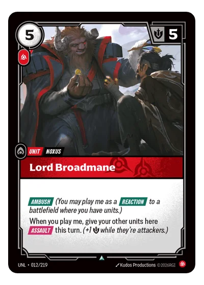 Lord Broadmane UNL-12 Riftbound TCG