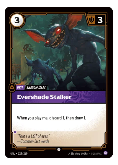 Evershade Stalker UNL-123 Common Unleashed Riftbound TCG Card