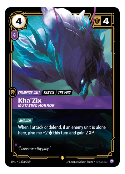 Kha'zix, Mutating Horror UNL-143a Riftbound Chase Card