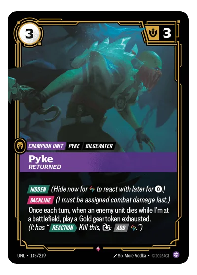 Pyke, Returned UNL-145 Rare Unleashed Riftbound TCG Card
