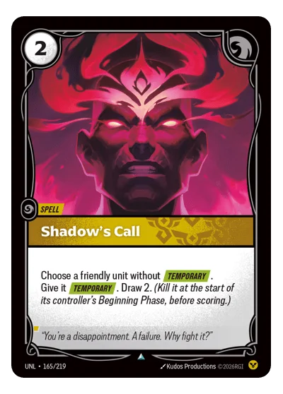 Shadow's Call UNL-165 Uncommon Unleashed Riftbound TCG Card