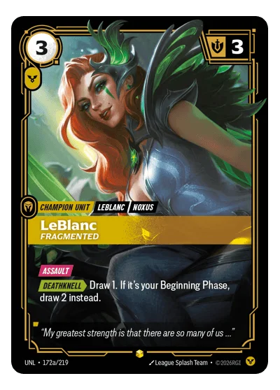 Leblanc, Fragmented UNL-172a Riftbound Chase Card