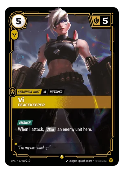 Vi, Peacekeeper UNL-176a Riftbound Chase Card