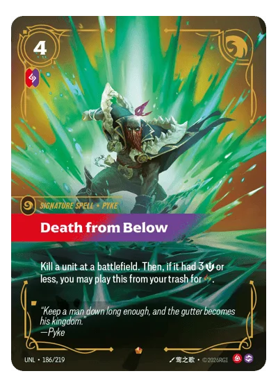 Death From Below UNL-186 Epic Unleashed Riftbound TCG Card