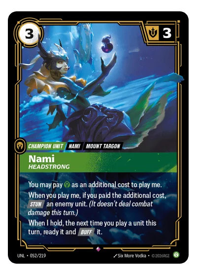 Nami, Headstrong UNL-52 Rare Unleashed Riftbound TCG Card