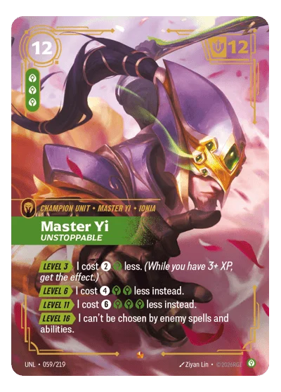 Master Yi, Unstoppable UNL-59 Riftbound Chase Card