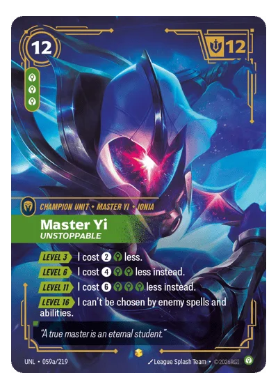 Master Yi, Unstoppable UNL-59a Riftbound Chase Card