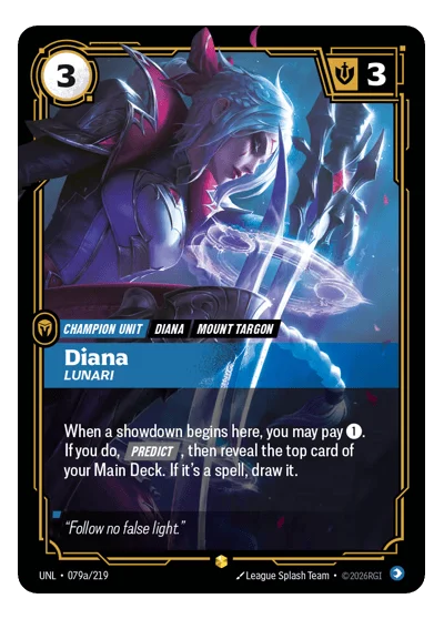 Diana, Lunari UNL-79a Riftbound TCG