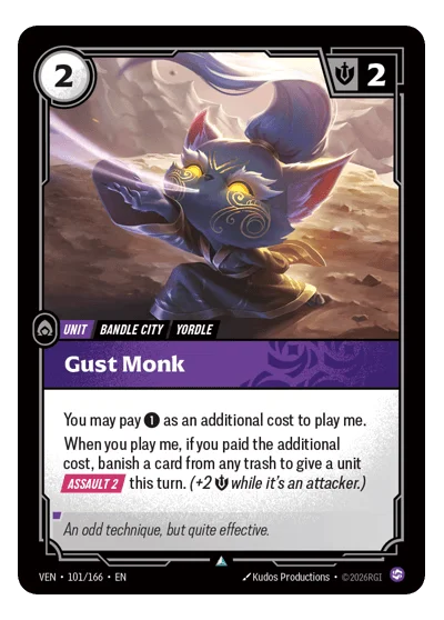 Gust Monk VEN-101 Uncommon Vendetta Riftbound TCG Card