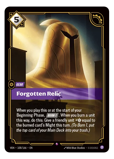 Forgotten Relic VEN-108 Rare Vendetta Riftbound TCG Card
