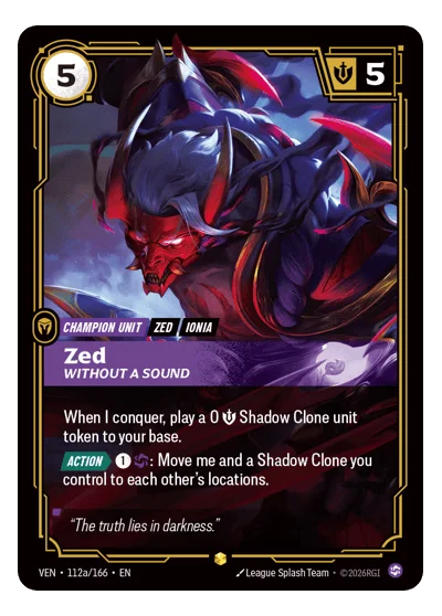 Zed, Without A Sound VEN-112a Riftbound TCG