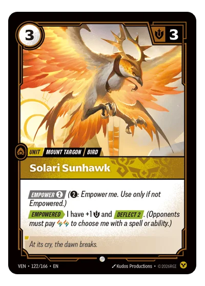 Solari Sunhawk VEN-122 Riftbound TCG