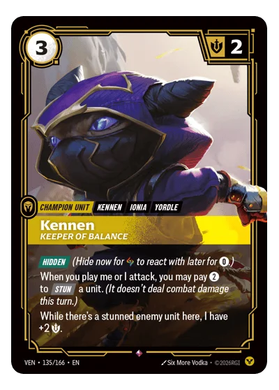 Kennen, Keeper Of Balance VEN-135 Riftbound TCG