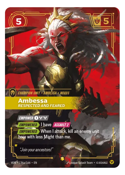 Ambessa, Respected And Feared VEN-136a Riftbound Chase Card