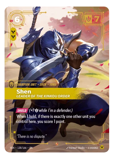 Shen, Leader Of The Kinkou Order VEN-138 Riftbound Chase Card
