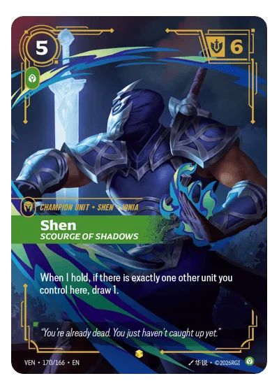 Shen, Scourge Of Shadows VEN-170 Riftbound TCG