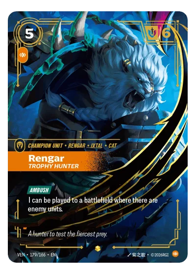 Rengar, Trophy Hunter VEN-179 Riftbound Chase Card
