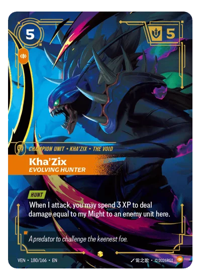 Kha'zix, Evolving Hunter VEN-180 Riftbound Chase Card