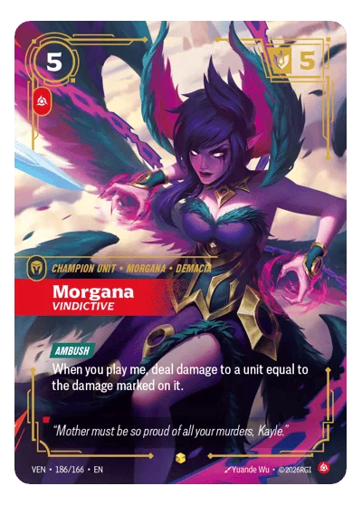 Morgana, Vindictive VEN-186 Rare Vendetta Riftbound TCG Card