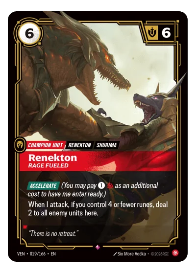 Renekton, Rage Fueled VEN-19 Riftbound TCG