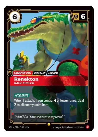 Renekton, Rage Fueled VEN-19a Riftbound TCG