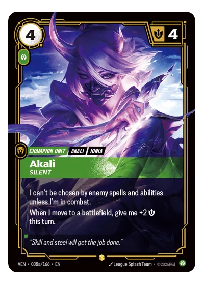 Akali, Silent VEN-38a Riftbound TCG