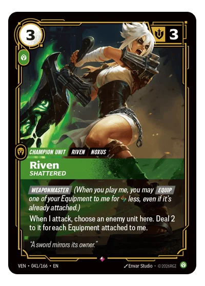 Riven, Shattered VEN-41 Rare Vendetta Riftbound TCG Card