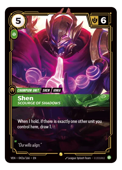 Shen, Scourge Of Shadows VEN-42a Riftbound TCG