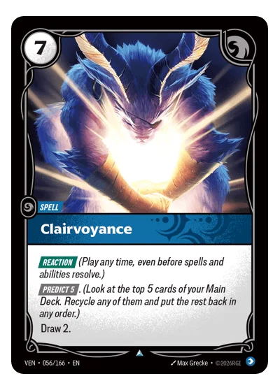 Clairvoyance VEN-56 Uncommon Vendetta Riftbound TCG Card