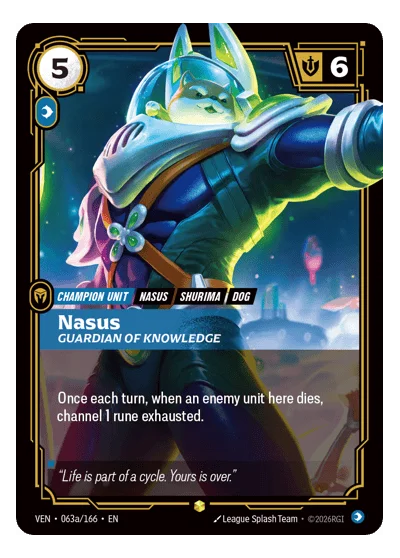 Nasus, Guardian Of Knowledge VEN-63a Riftbound TCG