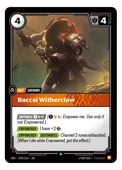 Baccai Witherclaw VEN-78 Uncommon Vendetta Riftbound TCG Card