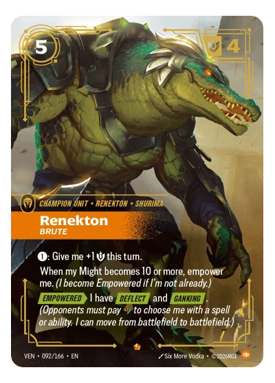 Renekton, Brute VEN-92 Riftbound Chase Card