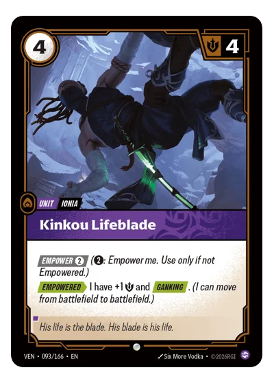 Kinkou Lifeblade VEN-93 Riftbound TCG