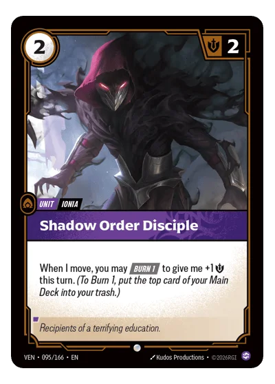 Shadow Order Disciple VEN-95 Common Vendetta Riftbound TCG Card