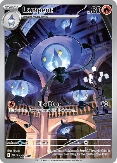 Lampent 102 White Flare Pokemon Card