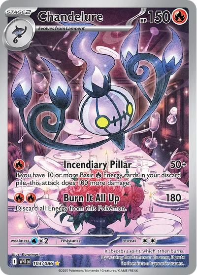Chandelure 103 White Flare Pokemon Card