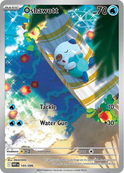Oshawott 105 White Flare Pokemon Card