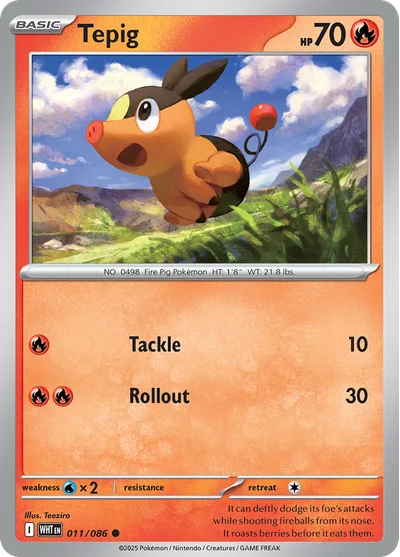 Tepig 11 White Flare Pokemon Card