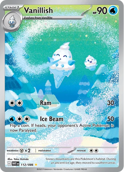 Vanillish 112 White Flare Pokemon Card