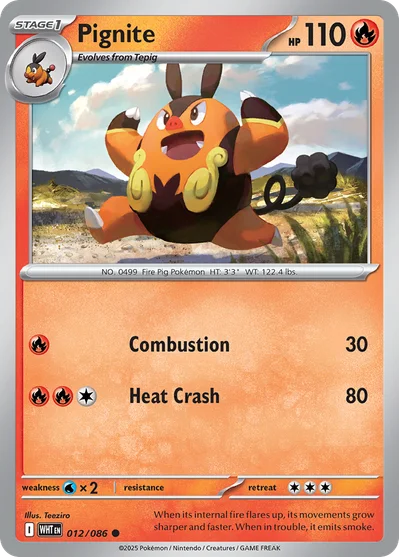 Pignite 12 White Flare Pokemon Card