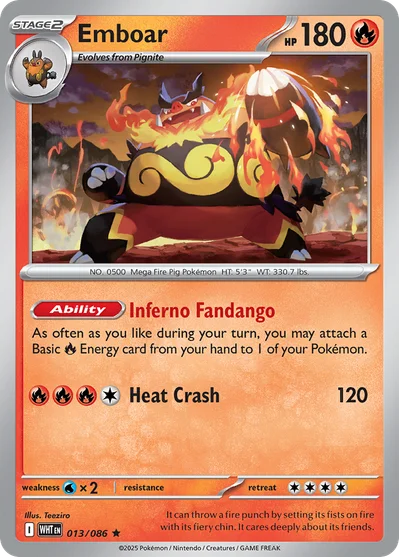 Emboar 13 White Flare Pokemon Card