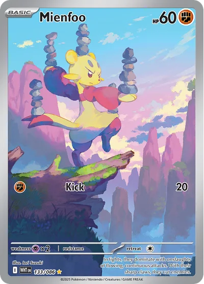 Mienfoo 133 White Flare Pokemon Card
