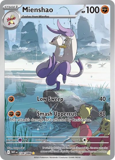 Mienshao 134 White Flare Pokemon Card