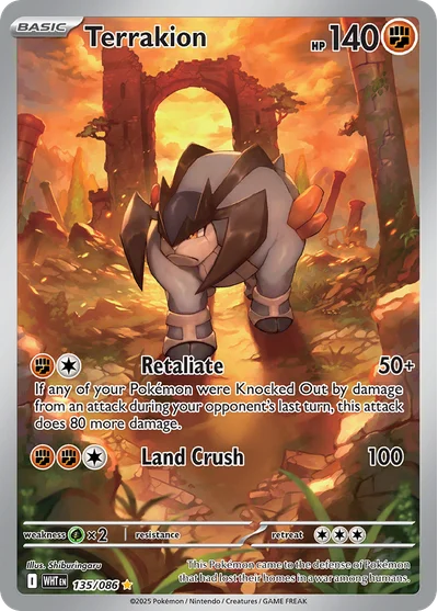 Terrakion 135 White Flare Pokemon Card