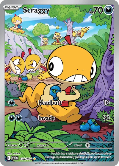 Scraggy 138 White Flare Pokemon Card