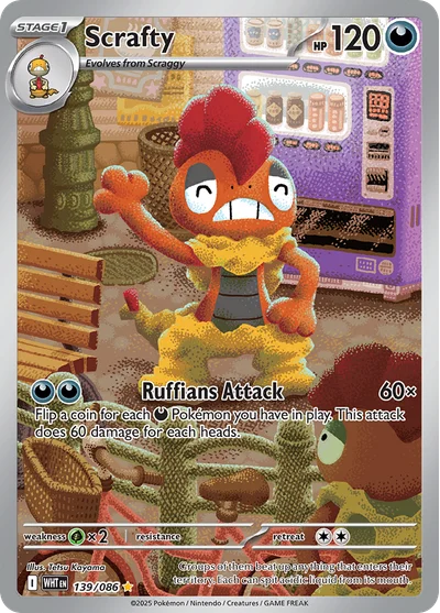 Scrafty 139 White Flare Pokemon Card