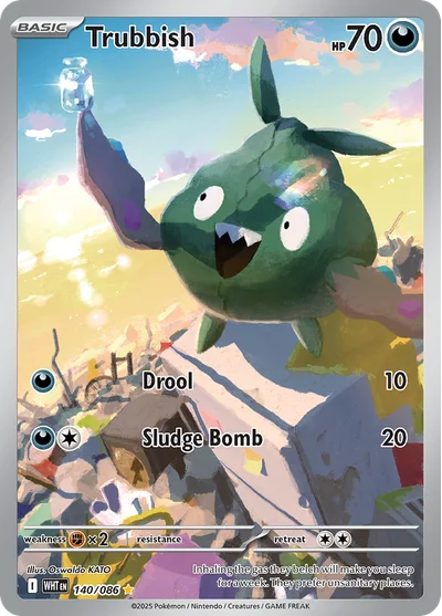 Trubbish 140 White Flare Pokemon Card