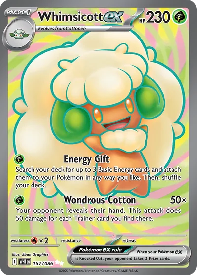 Whimsicott ex 157 White Flare Pokemon Card