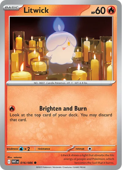 Litwick 16 White Flare Pokemon Card